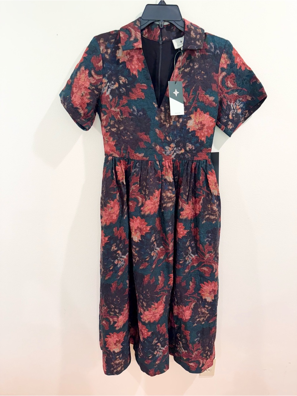 Tuckernuck Persimmon Floral Jacquard Adelaide Dress Small